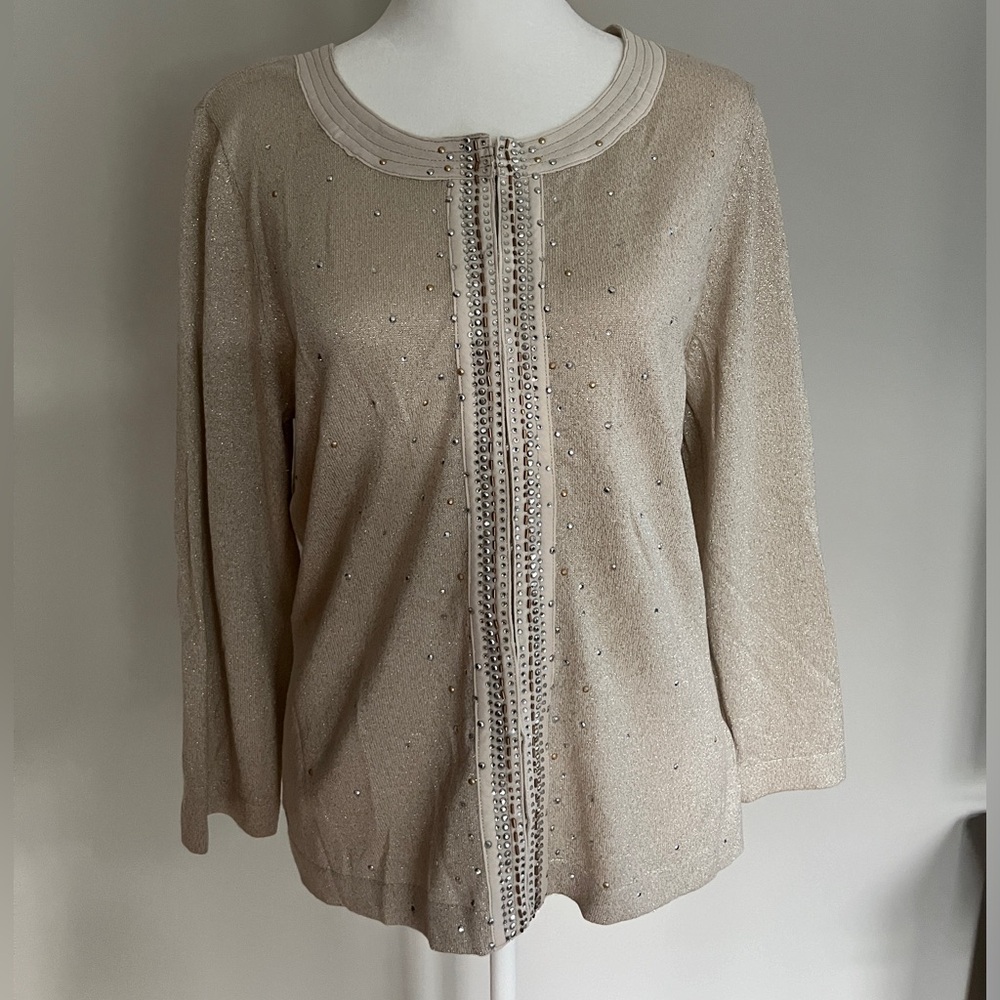 NWT, White House Black Market Cream Embellished Cardigan